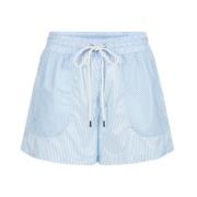 Stribede nylon shorts med elastisk talje