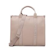 Beige Broderet Logo Taske