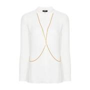 Ivory Georgette Viskose Skjorte med Body Chain