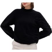 Sort Float Stitch Sweater med Dolman Ærmer