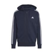 Sporty Blå Lynlås Sweatshirt med 3-Stripes