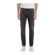 Slim Fit Anbass Jeans i Sort Hyperflex Denim