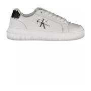 Hvid Polyester Sneaker med Kontrastdetaljer