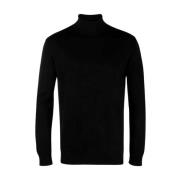 Sort rullekrave sweater med logo