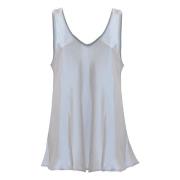 Elegant Silke Vest Top med Flared Hem