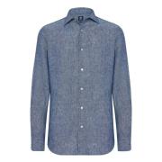 Regular Fit Bomuld og Linned Denim Skjorte