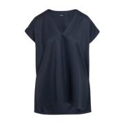 Navy Blue Uld V-Hals Top