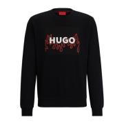 Sort sweater med flamme logo