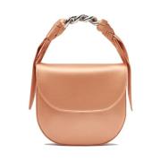 Peach Satin Chain Handle Taske