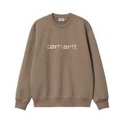 Brun Sweatshirt Børstet Bomuld Loose Fit