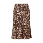 Leopard Print Midi Nederdel