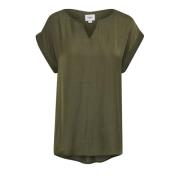 Army Green Polkaprikket Bluse