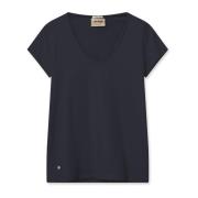 Mos Mosh Mmtulli V-Ss Basic Tee Toppe T-Shirts 160920 Salute Navy