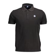 Sort Bomuld Polo Shirt med Logo