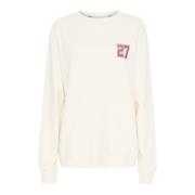 Off White Sweatshirt med Broderet Detalje