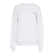 Grafisk Print Sweatshirt Hvid Melange