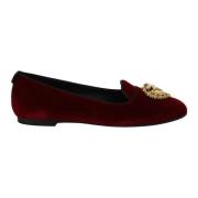 Flade Loafers i Velvet med Guld Hjerte