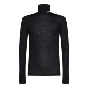 Sort Logo-Print Roll-Neck Jumper