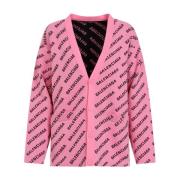 All-Over Cardigan i Pink og Sort