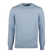 Blue Chunky Merino Wool Crew Neck