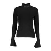 Sort Broderet Turtleneck Sweater