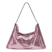 Rosa Metallic Mesh Skuldertaske