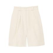 Elegant Ivory Plisserede Sommer Shorts