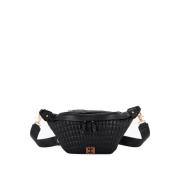 Sort Quiltet Crossbody Taske