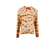 Oversize Cashmere Cardigan med Web Print