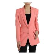 Elegant Pink Peak Lapel Blazer