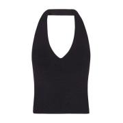 Sort Silke Tussah Halter Top