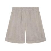 Stribet linned og silke shorts