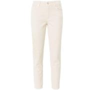 Beige Blomster Broderi Denim Jeans