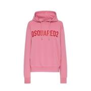 Hoodie med ikonisk logo, rosa farve