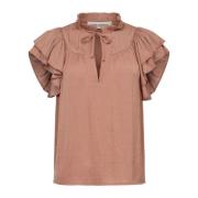 Ruffle Sleeve Rosy Brown Top