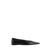 Asymmetrisk Ballerina Flats i Sort Læder