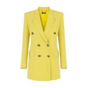 Gul Dobbeltbrystet Crêpe Blazer