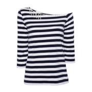 Stribet Jersey T-shirt med Detaljer