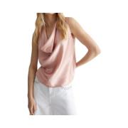 Pink V-hals Draperet Mønster Top