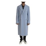 Lysblå Lang Trench Coat Jakke