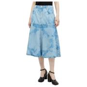 Denim Flounce Midi Nederdel