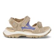 Beige Ruskind Sandal med Velcrolukning