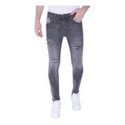 Stone-Washed Slim-Fit Herrejeans Med Stretch - 1093