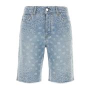 Broderet Denim Bermuda Shorts