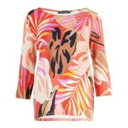 Blomstret Ribstrikket Sweatshirt