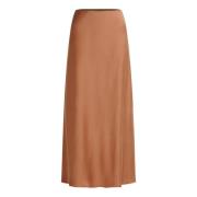 Blomstret Satin Midi Nederdel