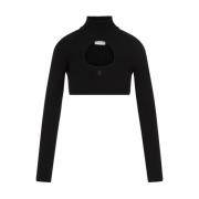 Sort Cirkel Mock Neck Kort Sweater