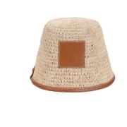 Brun Læder Raffia Bob Hat