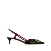 Sort VLogo-Plaque Slingback Pumps