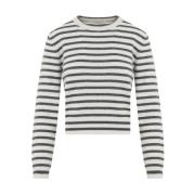 Panama Stribet Crew Neck Paillet Top